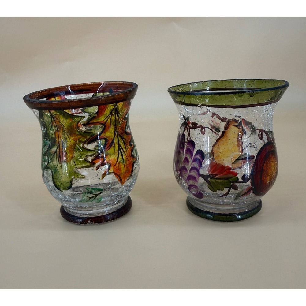 Unbranded Crackle Glass Votive Set Unisex OS Multicolor Good Fall Harvest Decor